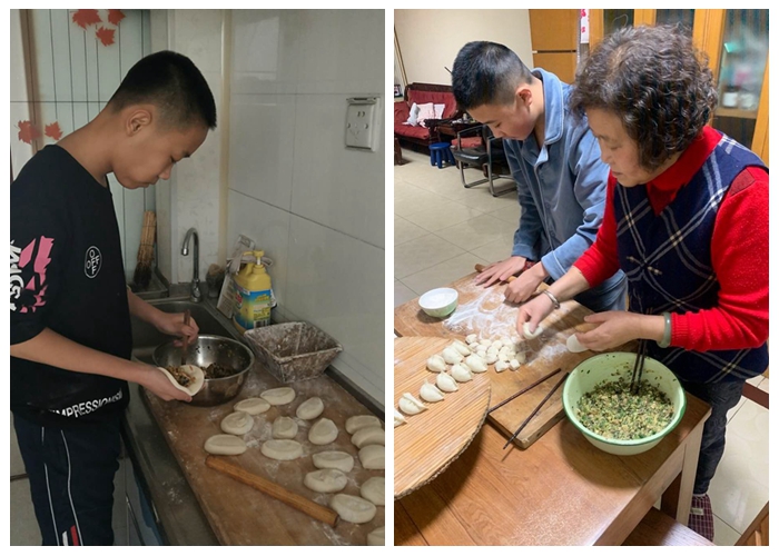 同学们帮助父母做饭